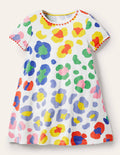 Charlie Jerseykleid mit Bommeln-Bunt, Leopardenmuster
