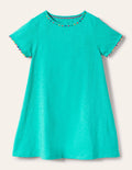 Robe Charlie en jersey à pompons-Turquoise