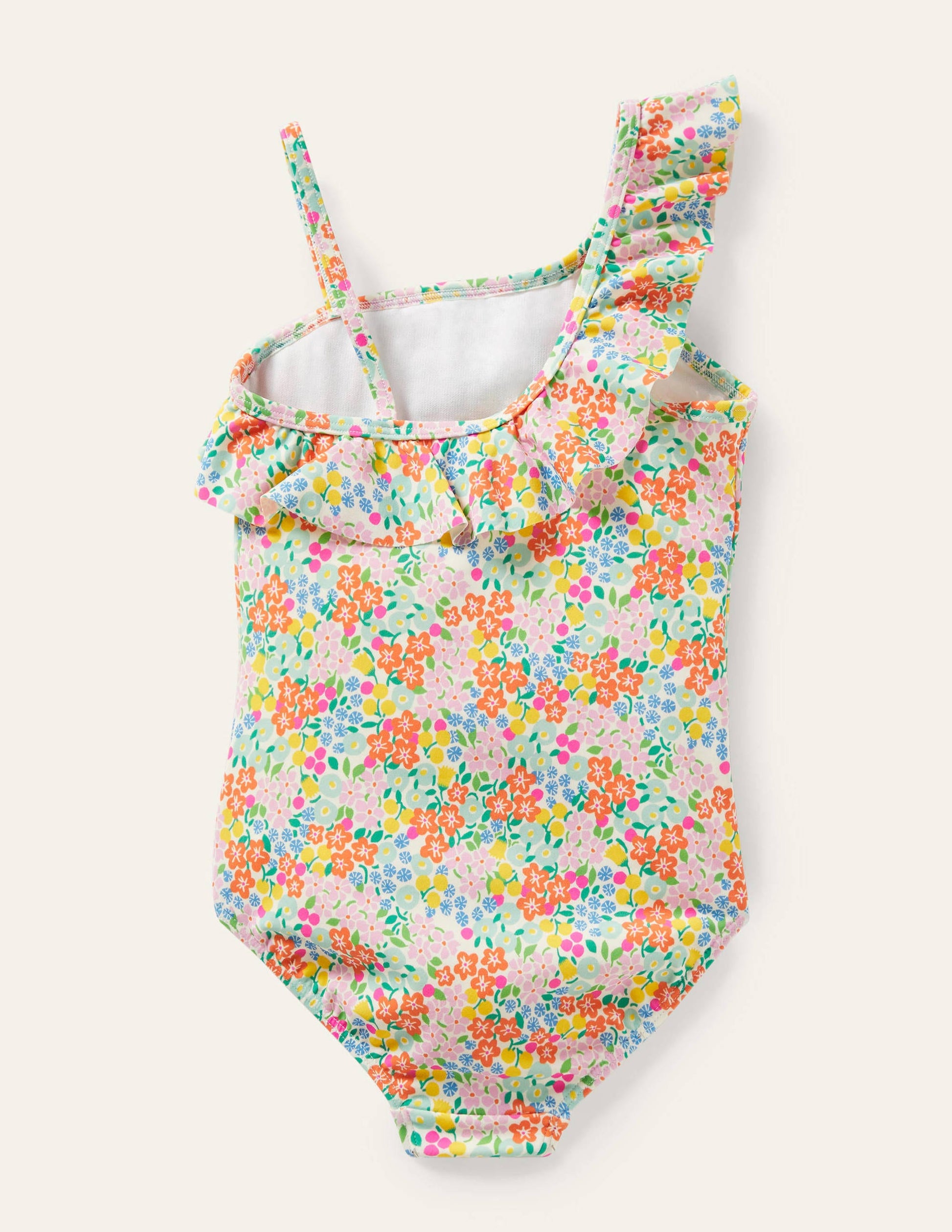 Badeanzug mit einer Schulter und Rüschen-Bunt, Tropisches Blumenbeet-2