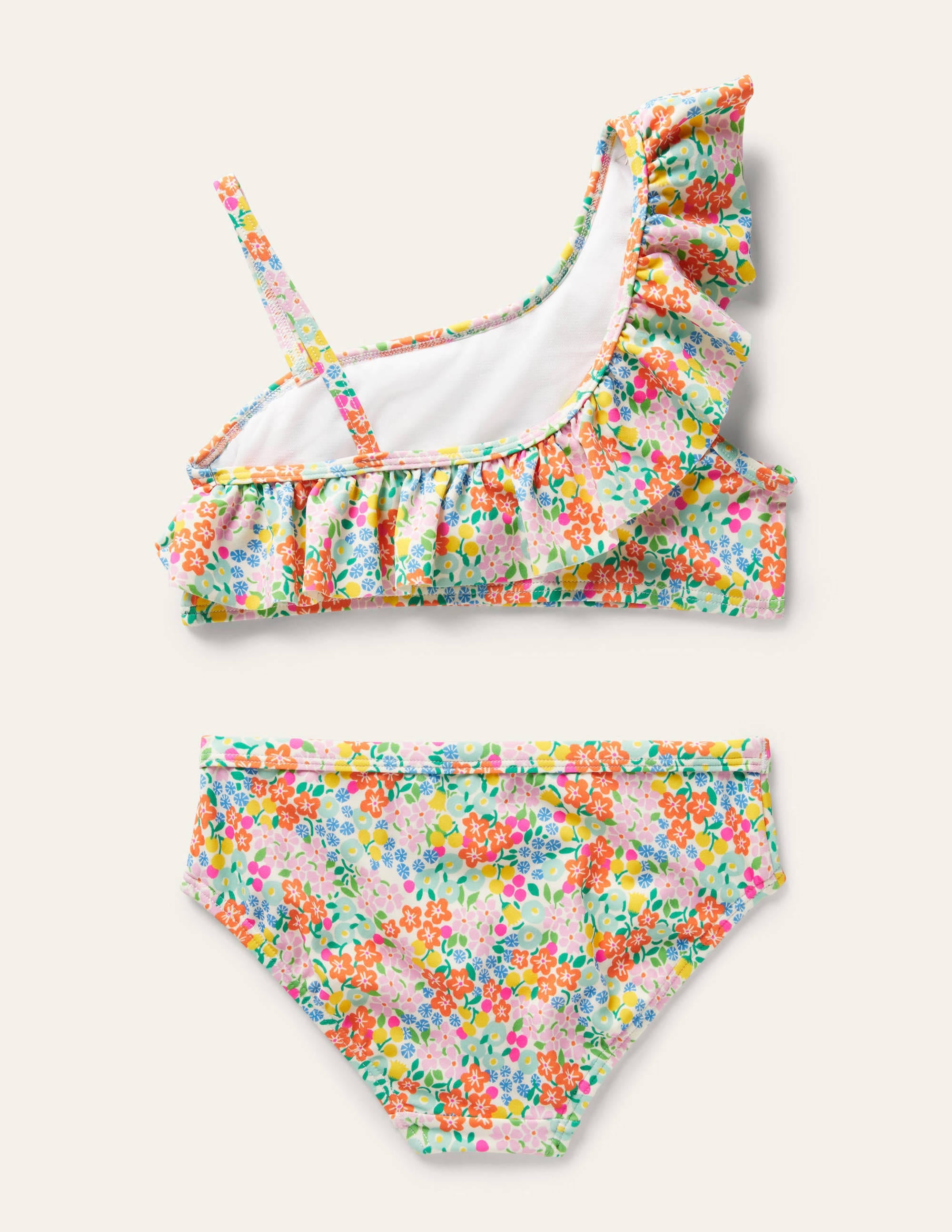 Bikini mit Rüschen auf einer Schulter-Bunt, Tropisches Blumenbeet - Image 2