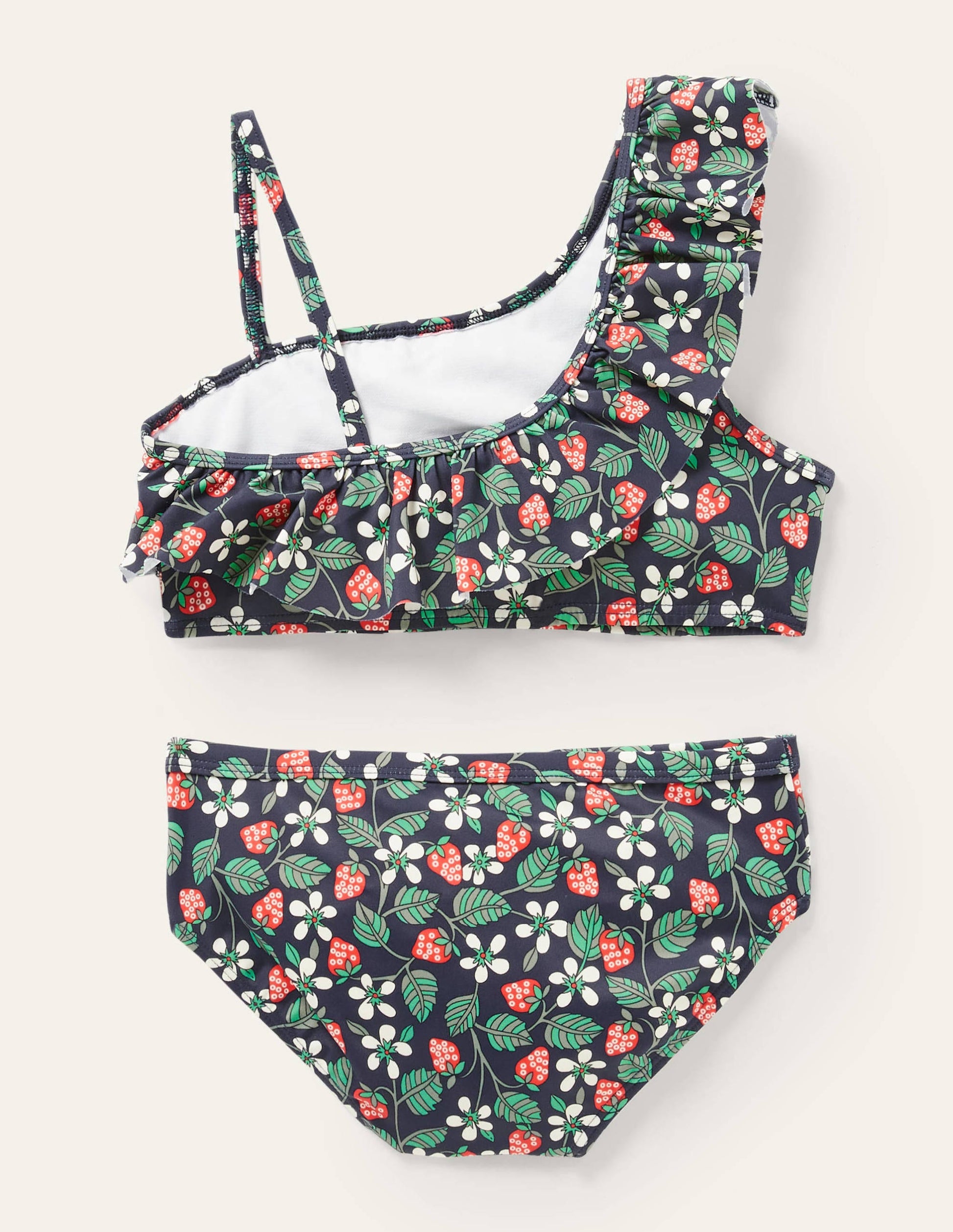 Bikini mit Rüschen auf einer Schulter-Navy, Erdbeere-2