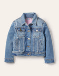 Denim-Jacke-Mittleres Vintageblau, Denim