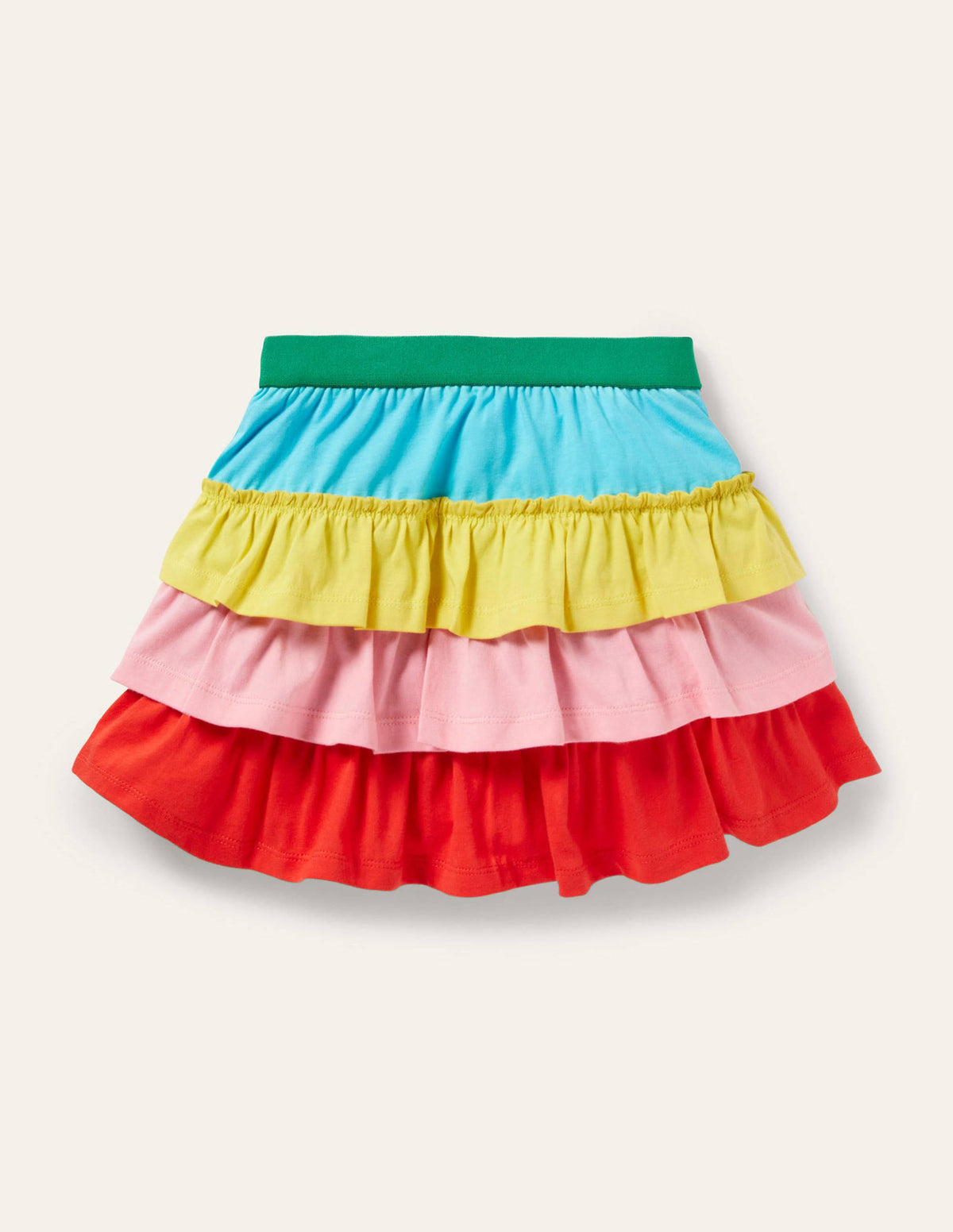 Jersey-Skort mit Rüschen-Bunt, Blockfarben - Image 1