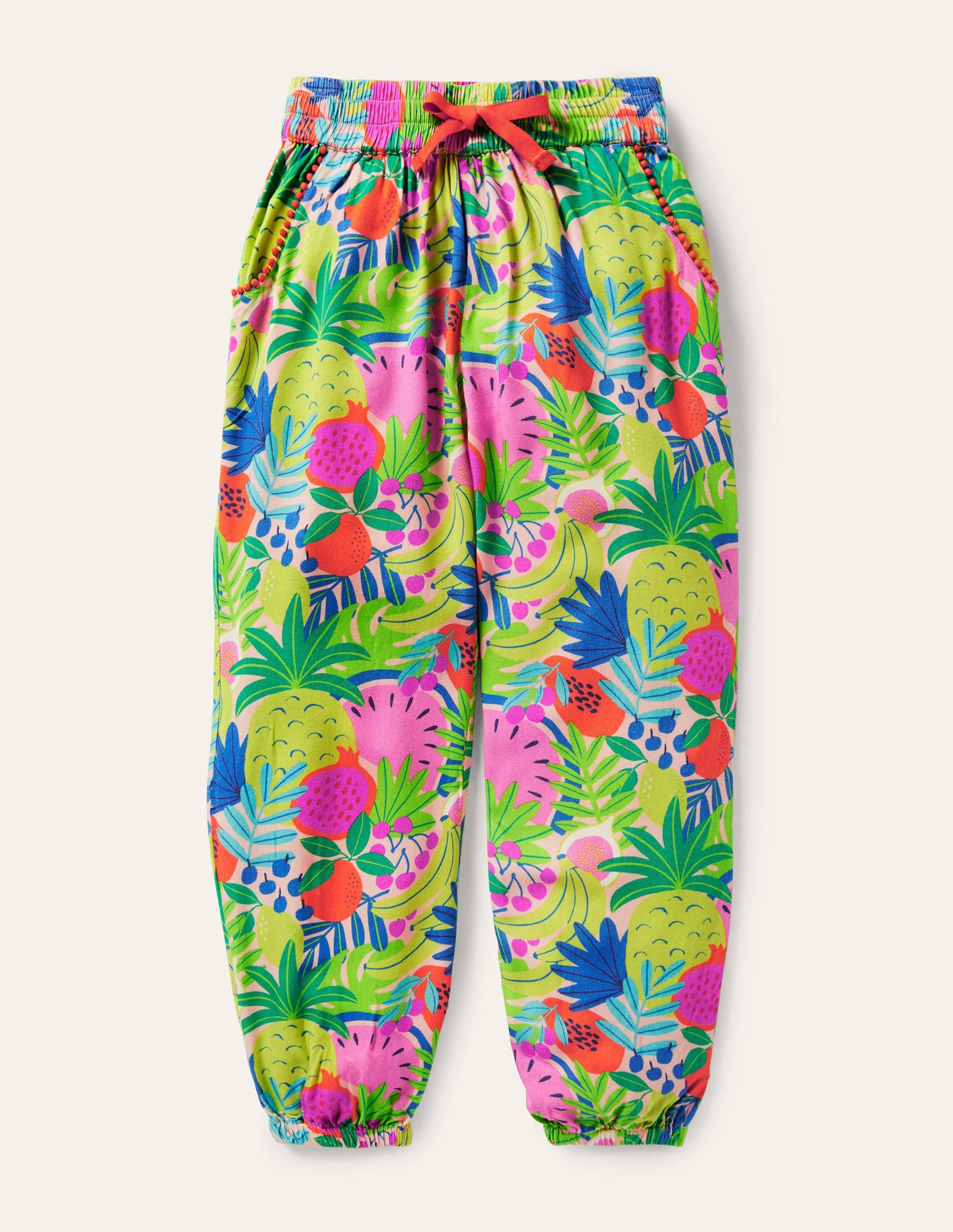 Lässige gemusterte Webhose-Bunt, Tropische Früchte - Image 1