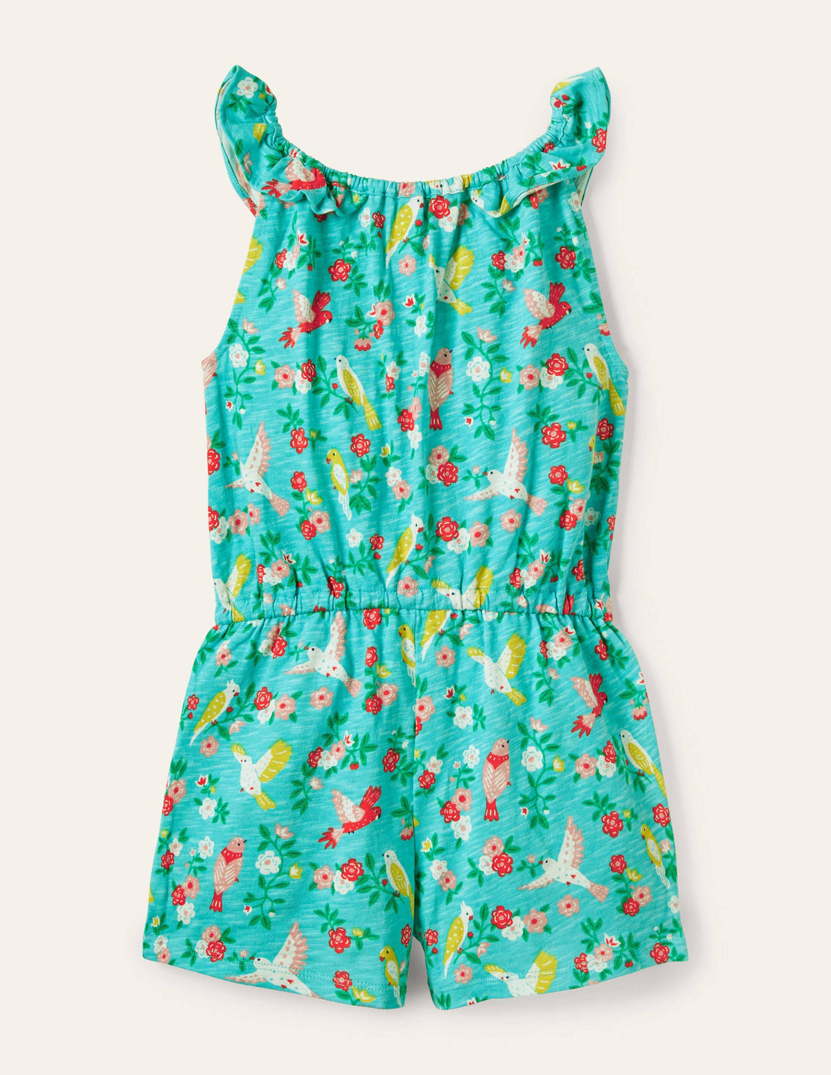 Charlie Pom Jersey Playsuit-Turquoise Tropical Garden - Image 2
