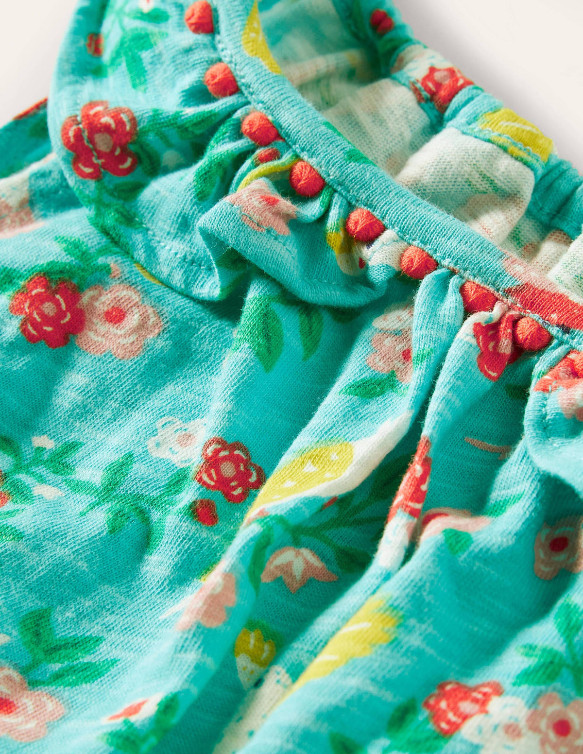 Charlie Pom Jersey Playsuit-Turquoise Tropical Garden - Image 3