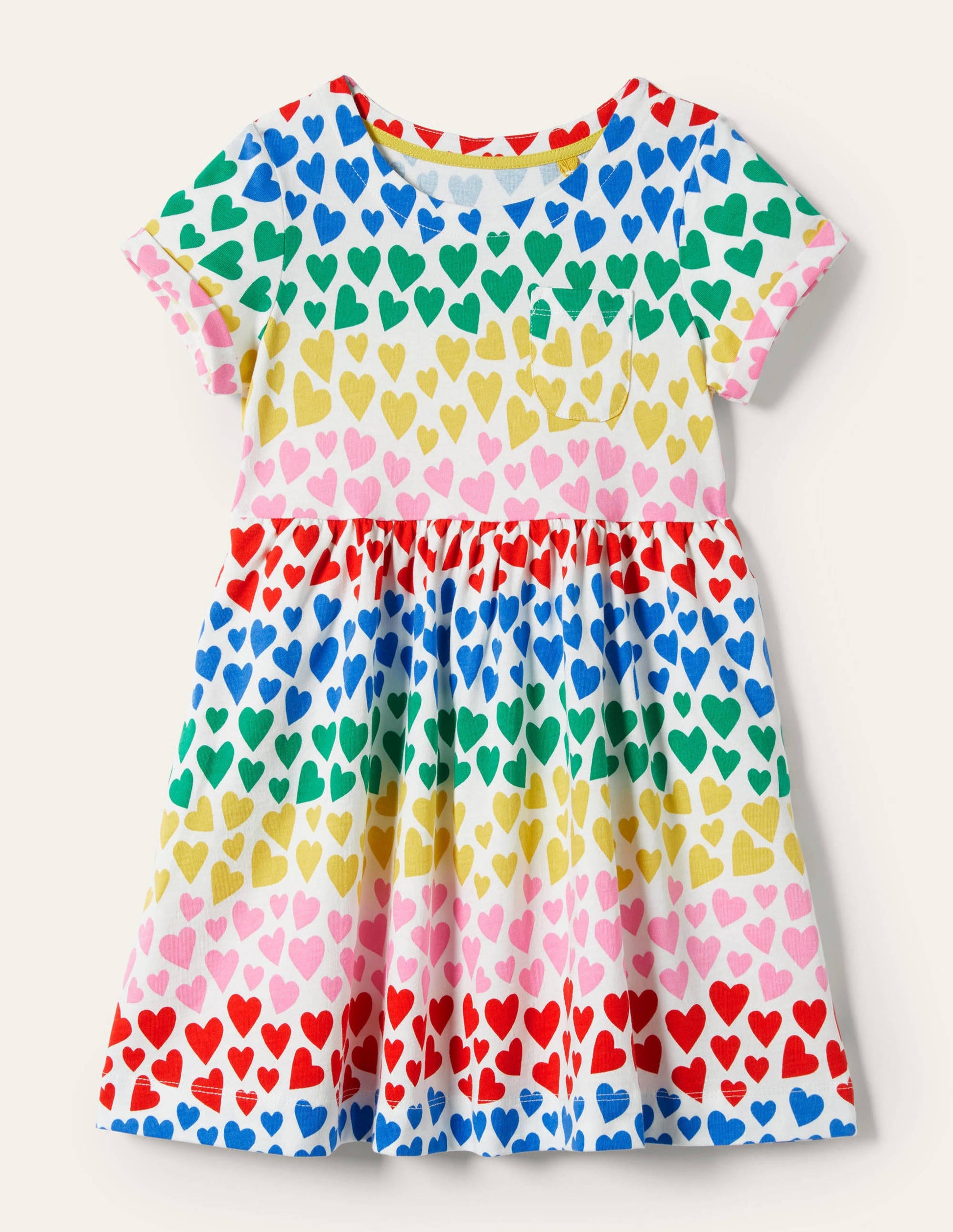Fröhliches Jerseykleid-Bunt/Regenbogen, Herzen-1