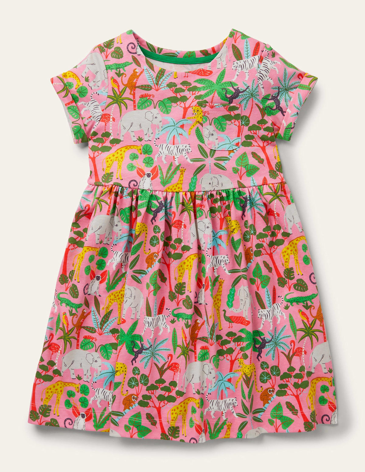 Fröhliches Jerseykleid-Hellrosa, Dschungel - Image 1