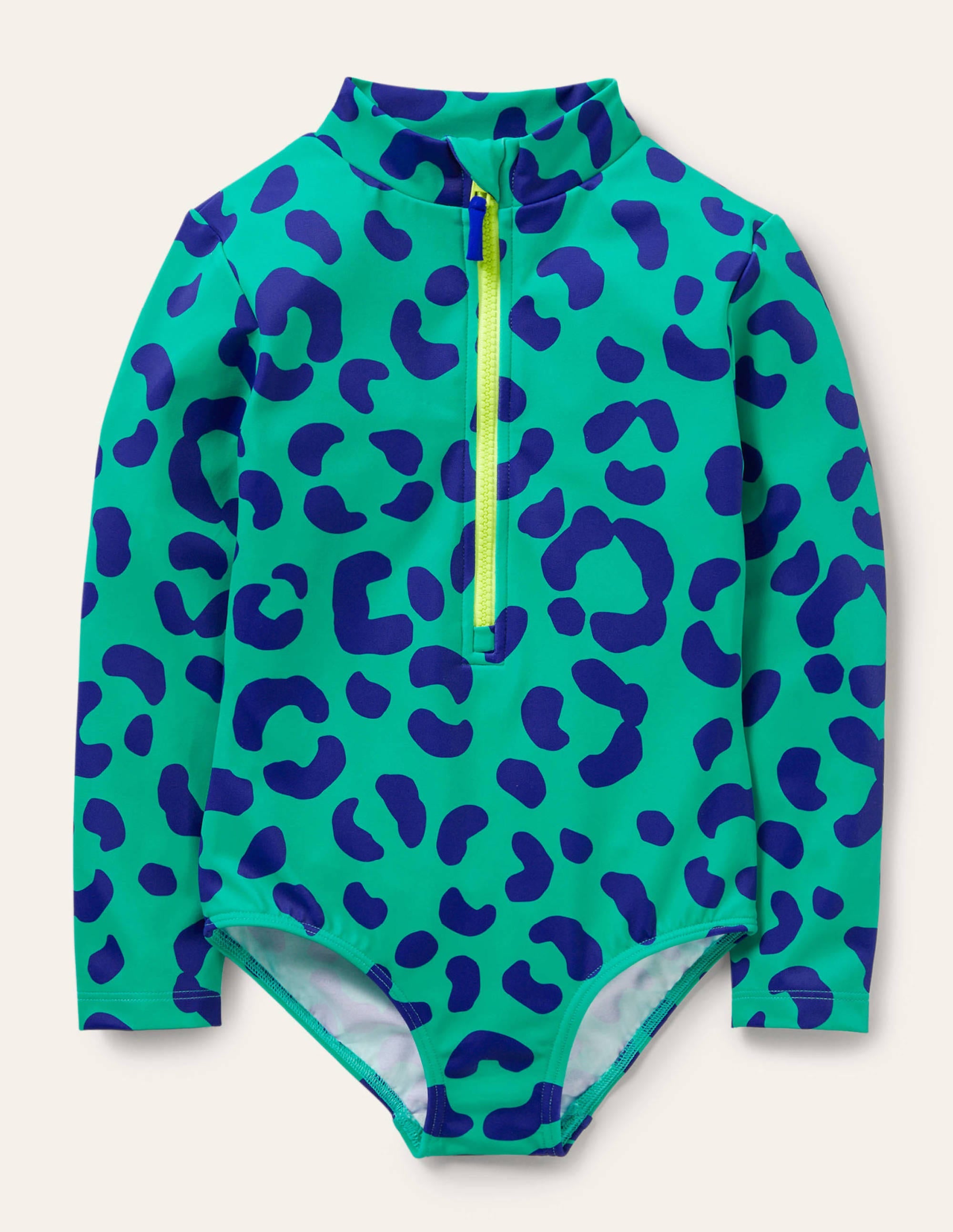 Maillot de bain à manches longues-Motif léopard vert tropical - Image 1