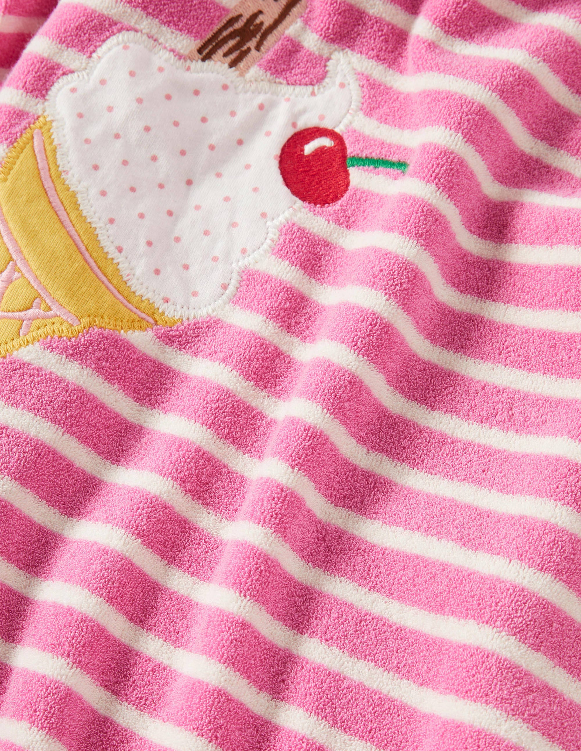Frottee-Strandkleid mit Applikationen-Helles Blütenrosa/Naturweiß, Eiscreme - Image 3