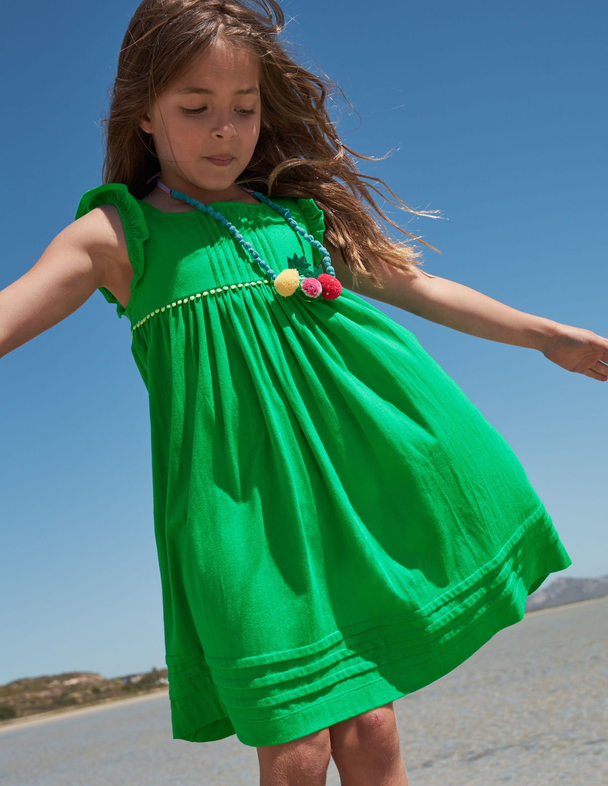 Robe en jersey à manches volantées-Poivron vert - Image 4