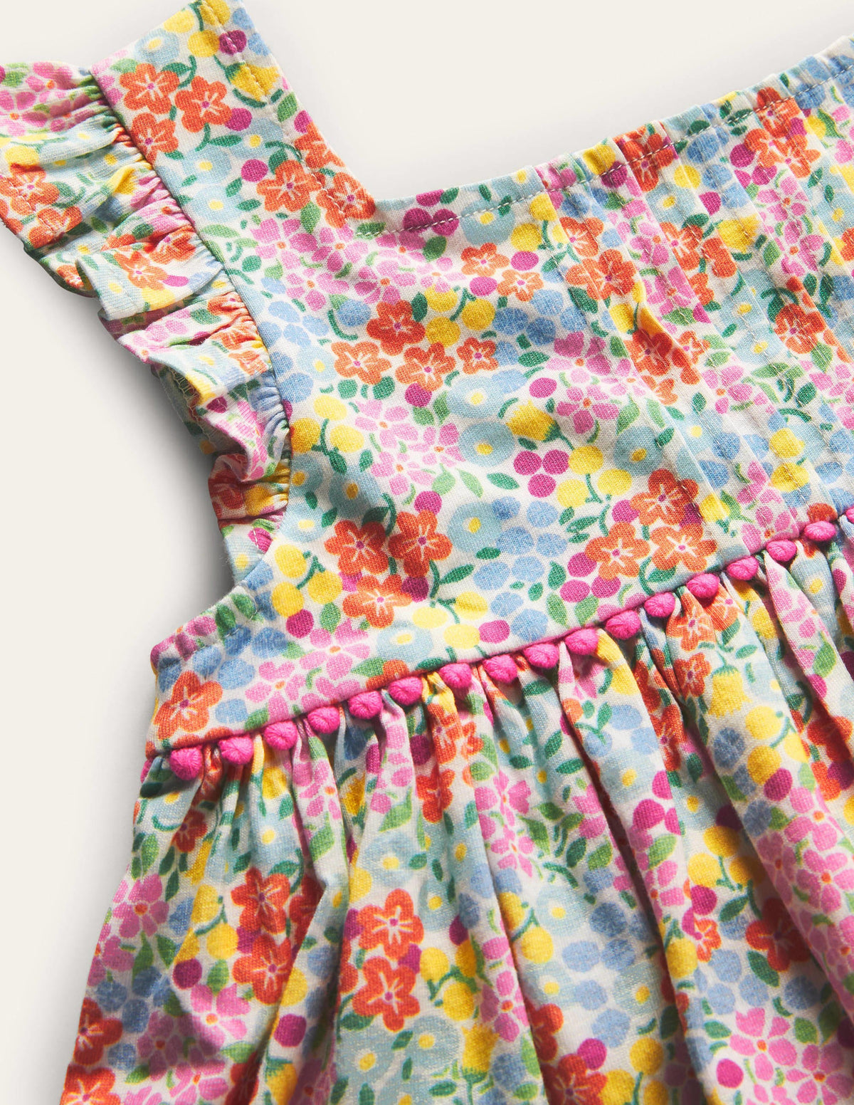 Jerseykleid mit gerüschten Ärmeln-Bunt, Tropisches Blumenbeet - Image 3