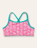 Patterned Bikini Top-Strawberry Pink Woodblock