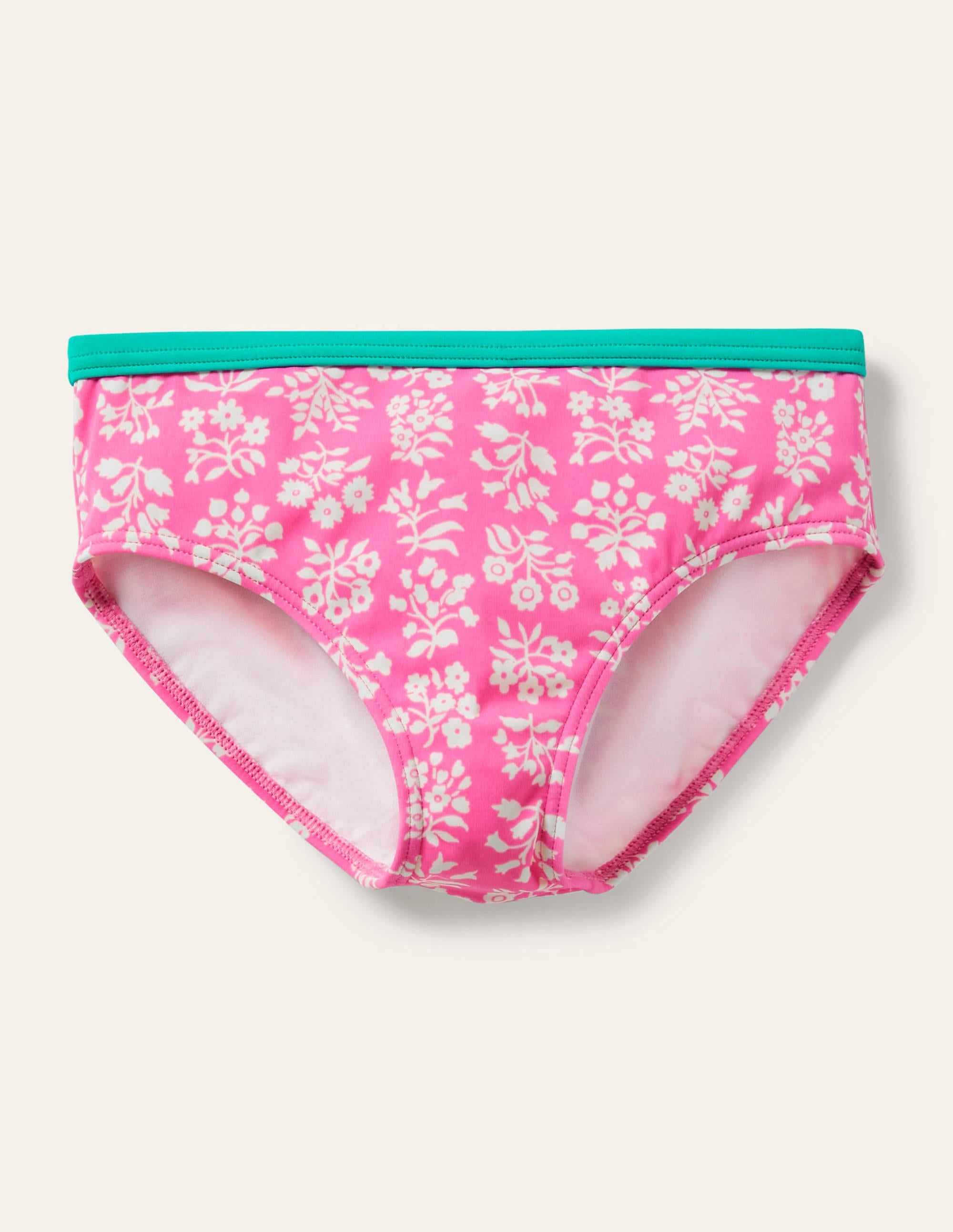 Patterned Bikini Bottoms-Strawberry Pink Woodblock - Image 1