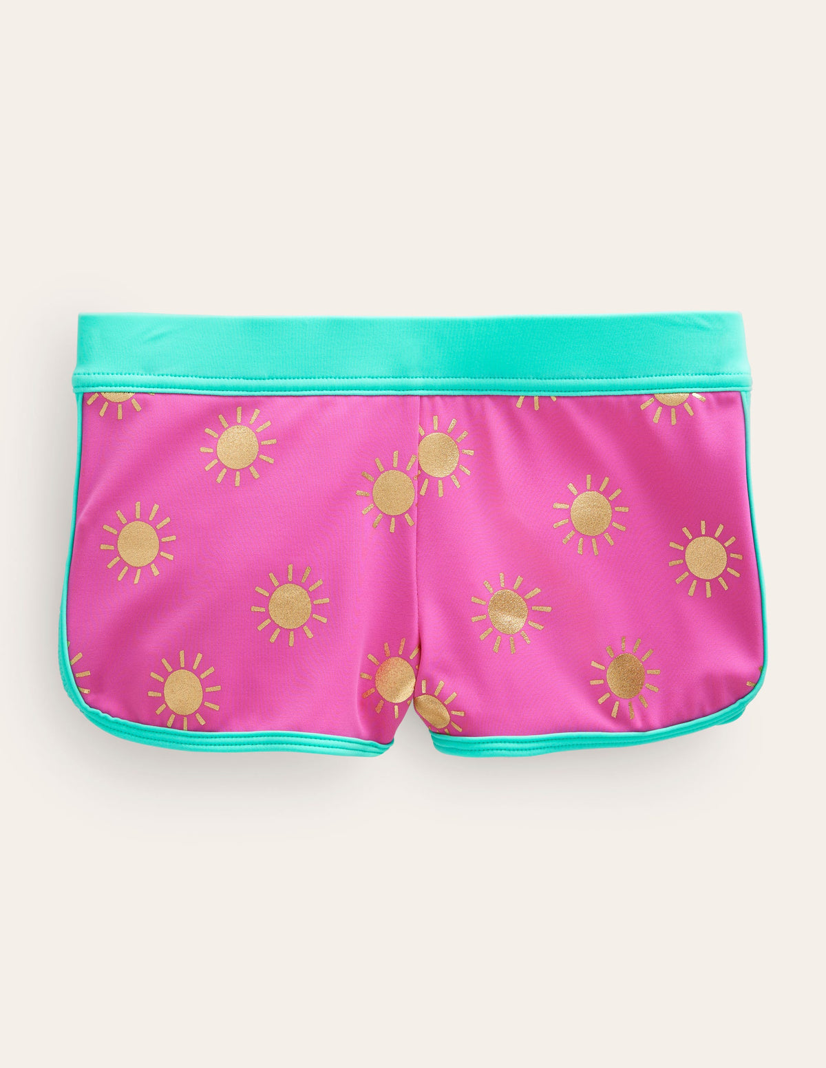 Gemusterte Badeshorts-Erdbeerrosa, Holzschnittmuster-1