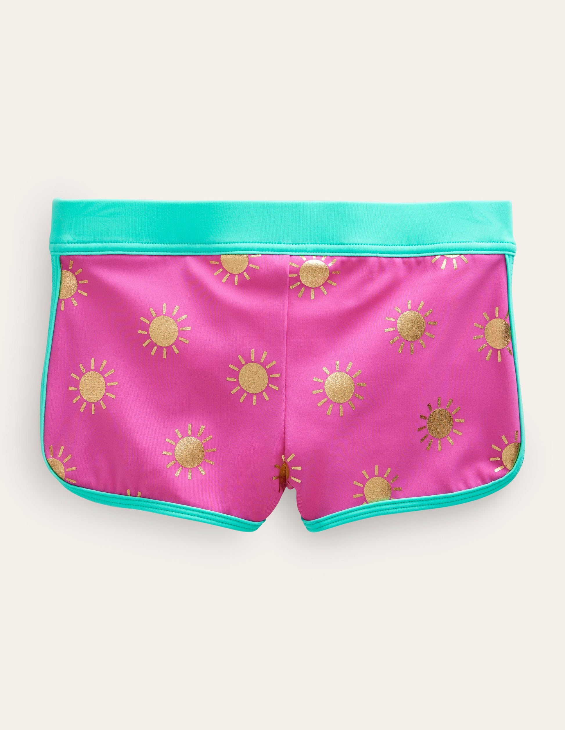 Gemusterte Badeshorts-Erdbeerrosa, Holzschnittmuster-2