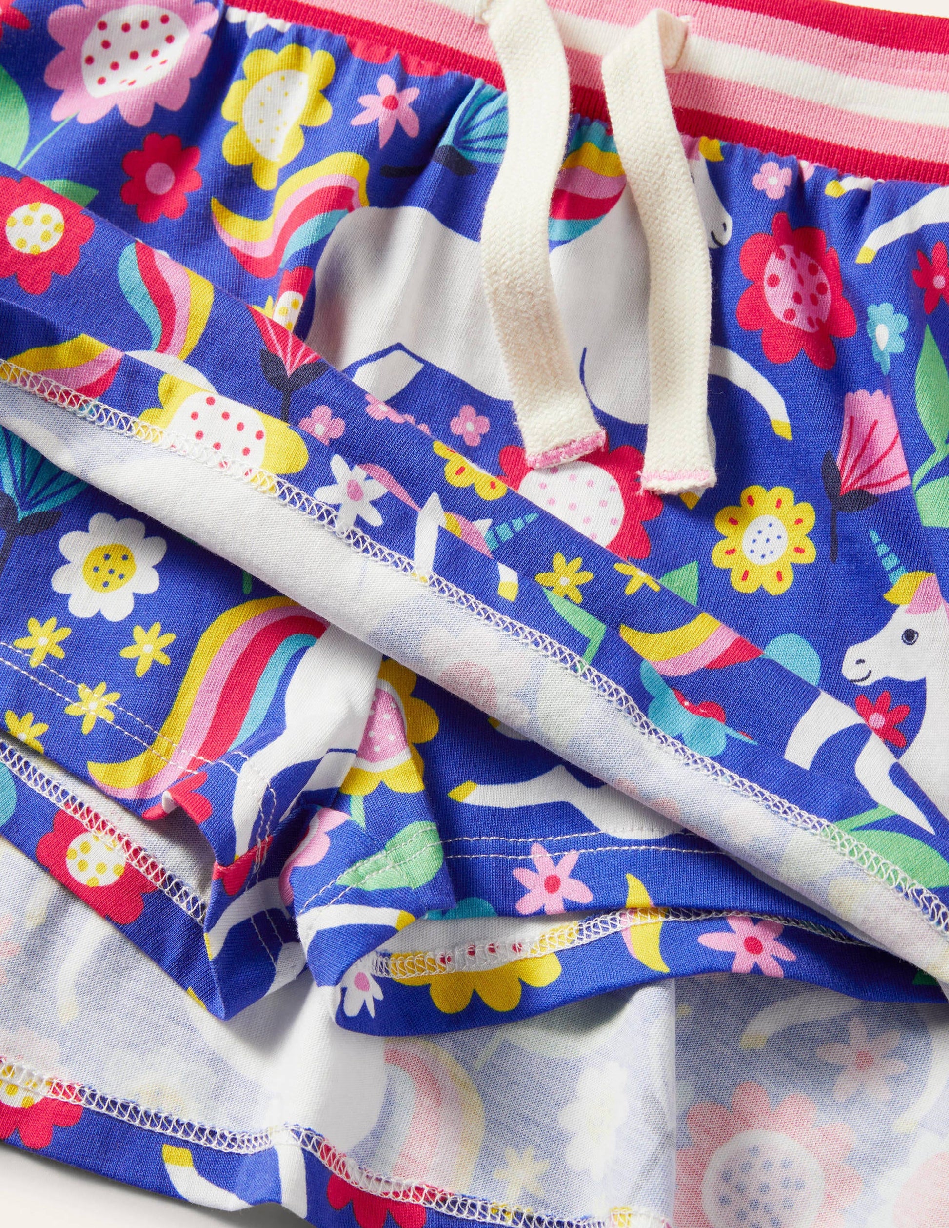 Gemusterter Jersey-Skort-Glockenblumenblau, Einhorn-/Blumenmuster-3