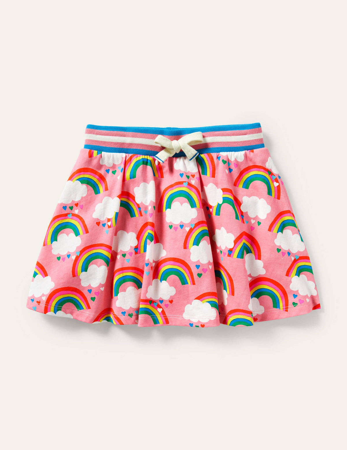 Gemusterter Jersey-Skort-Limonadenrosa, Regenbogen - Image 1