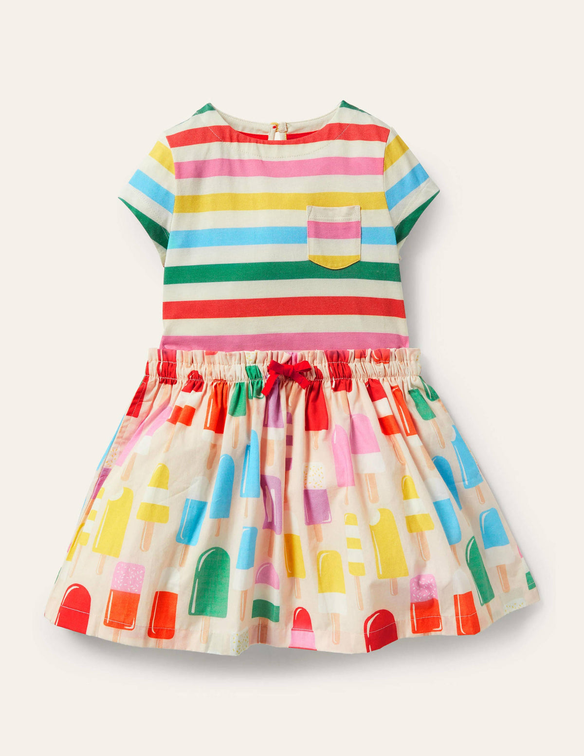 Kurzärmliges Kleid mit Mustermix-Altrosa, Eis am Stiel-1