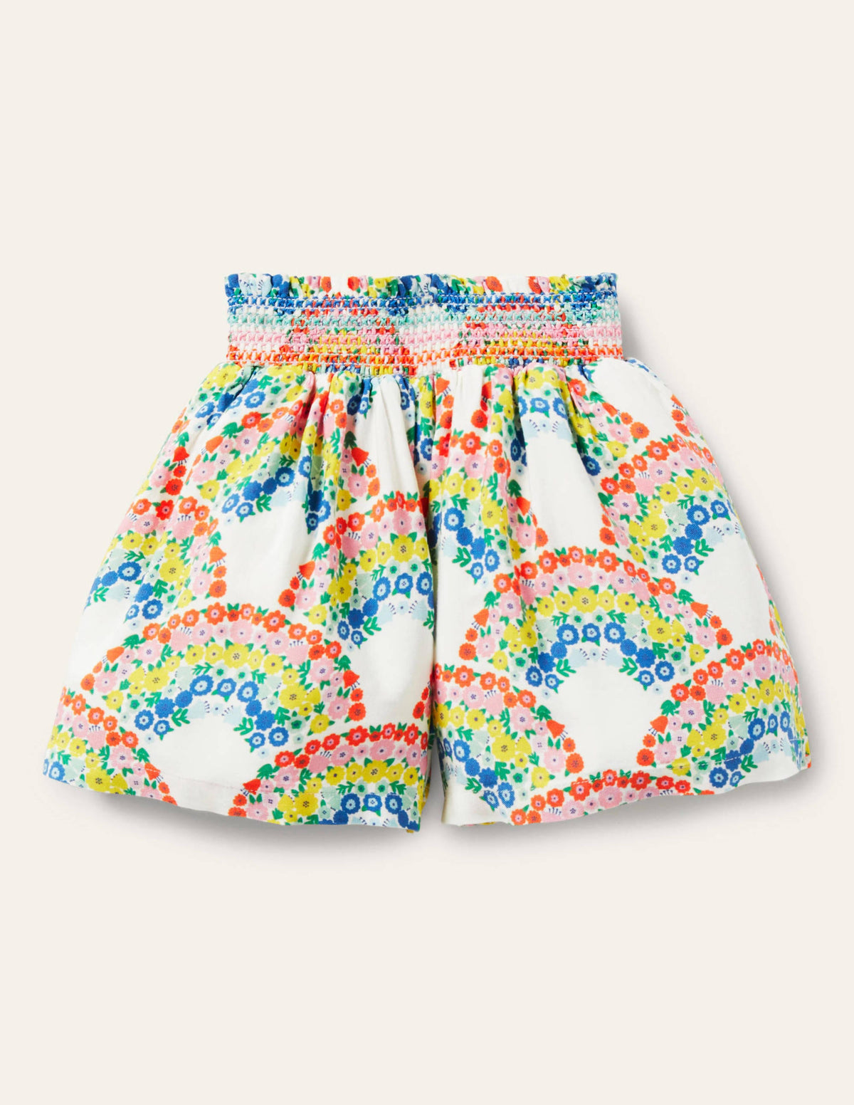 Culotte mit geraffter Taille-Bunt, Regenbogenblumen - Image 1