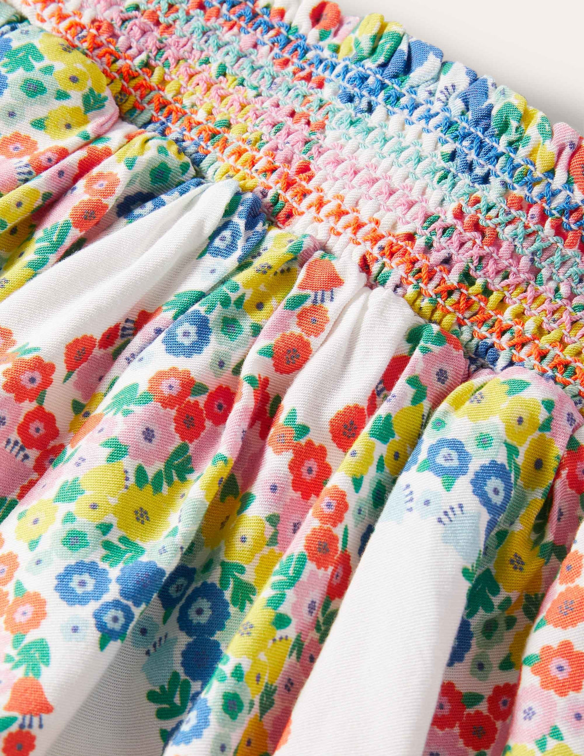 Culotte mit geraffter Taille-Bunt, Regenbogenblumen - Image 3