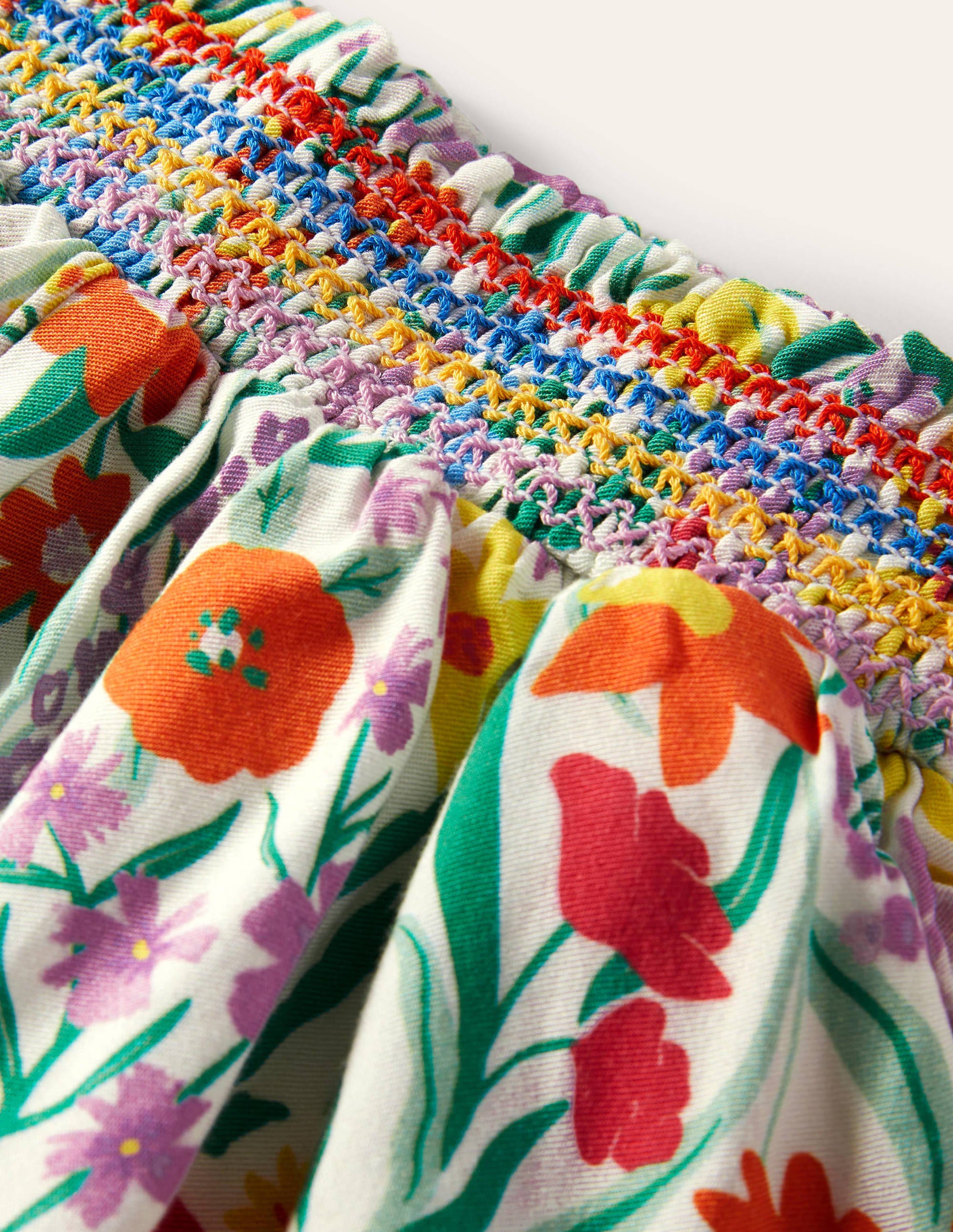 Culotte mit geraffter Taille-Bunt, Frühlingswiese - Image 3
