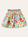 Culotte mit geraffter Taille-Bunt, Frühlingswiese