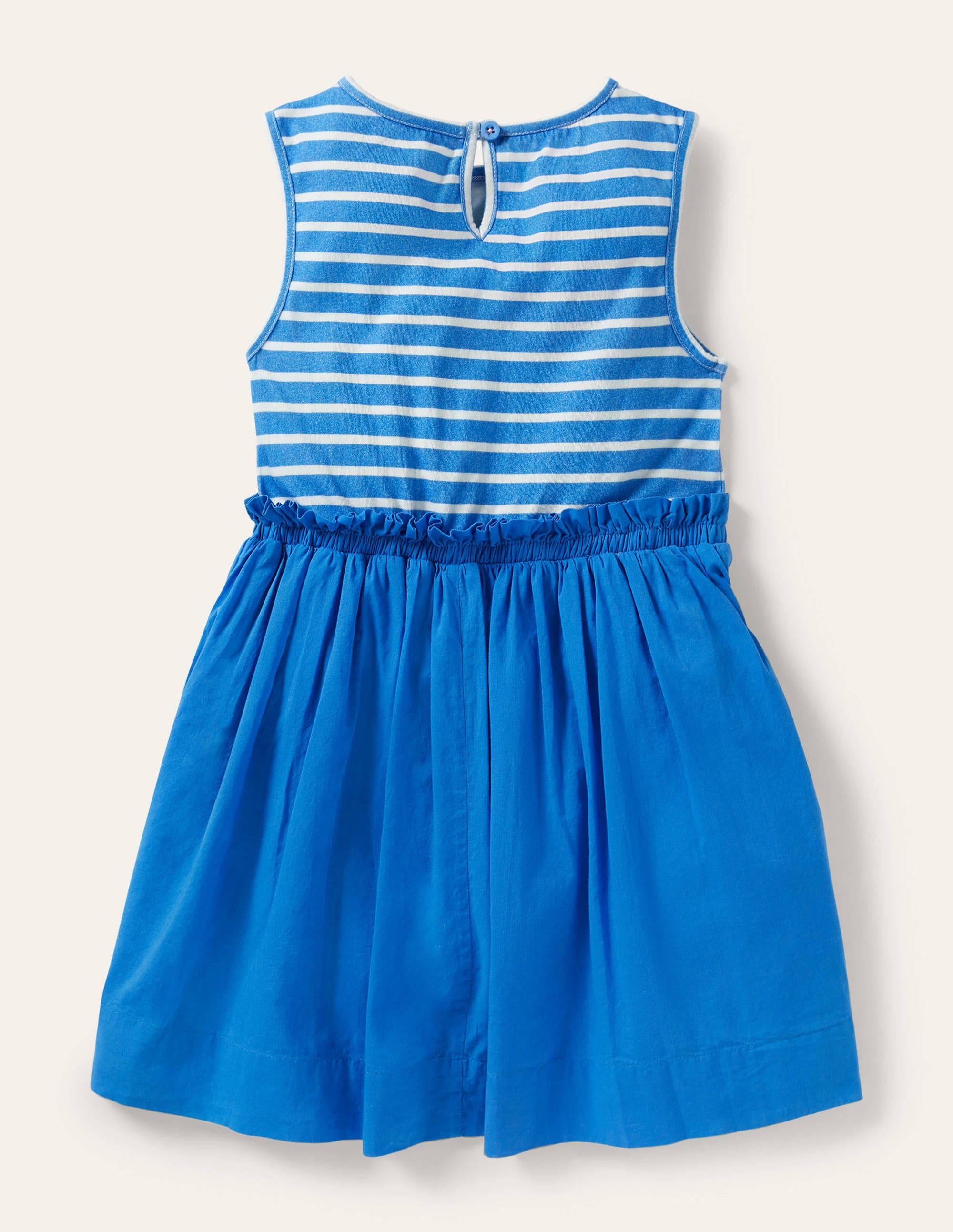 Kleid aus einer Webmischung mit Applikation-Marokkoblau/Naturweiß, Wal - Image 2