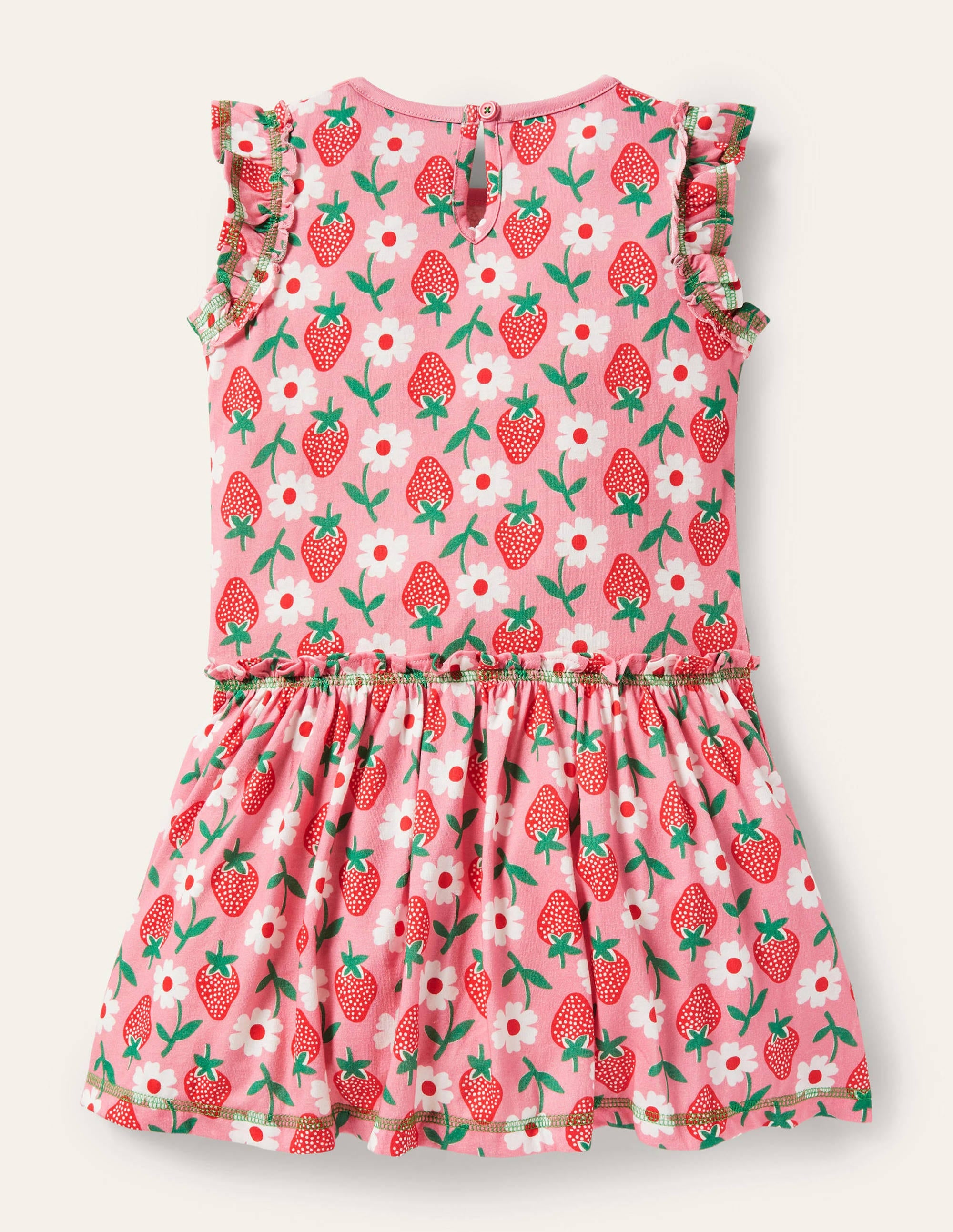 Jerseykleid mit Rüschen-Hellrosa, Erdbeermuster - Image 2