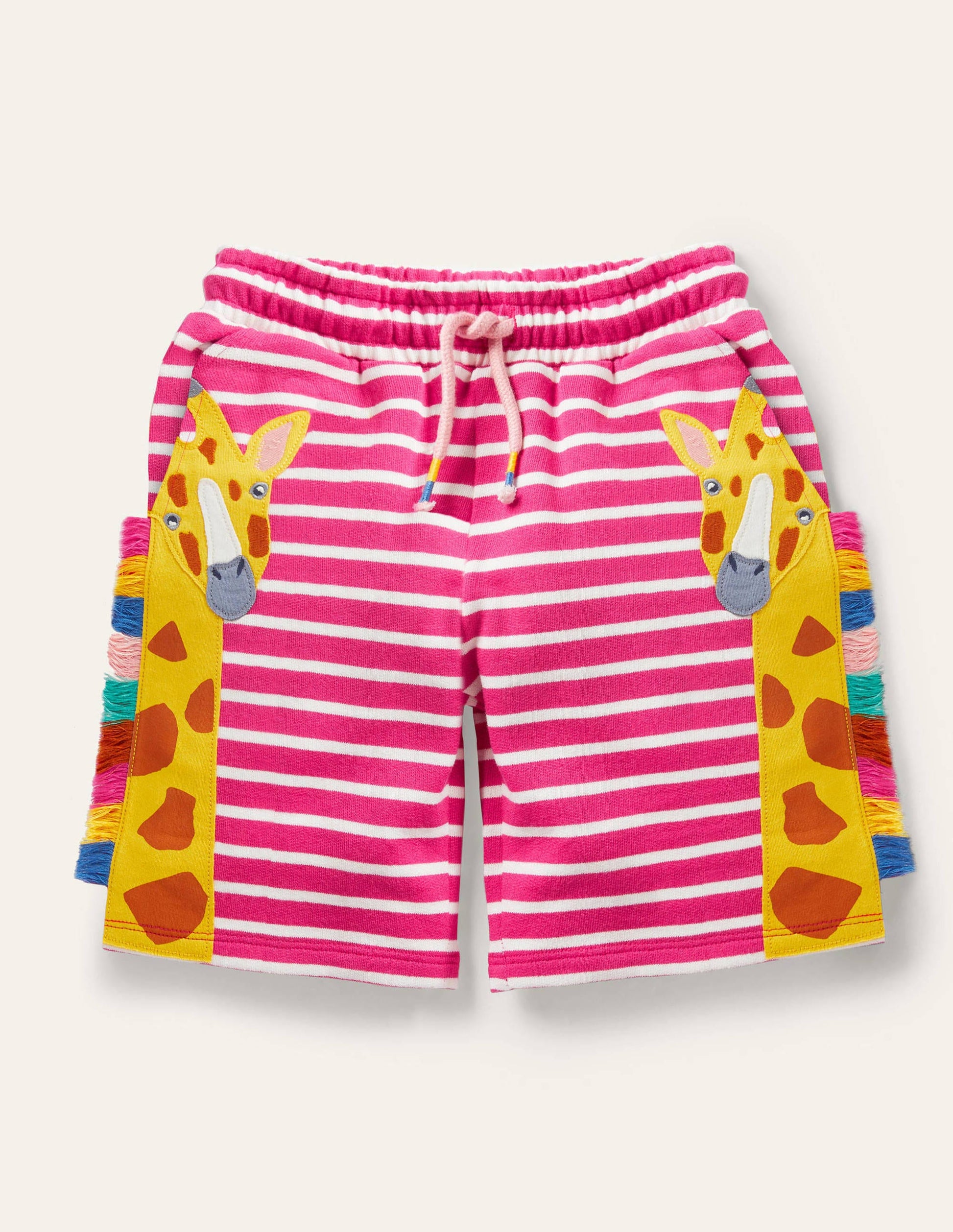 Jerseyshorts mit Applikation-Tutti-Frutti-Pink, Giraffe-1