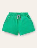 Short Charlie en jersey à pompons-Vert tropical