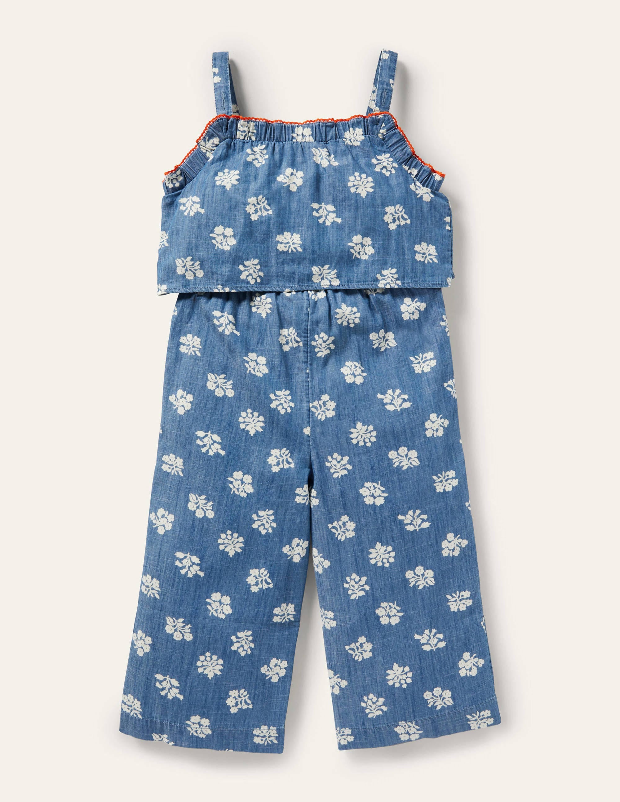 Gewebter Jumpsuit-Faux-Uni, Holzschnittmuster - Image 2