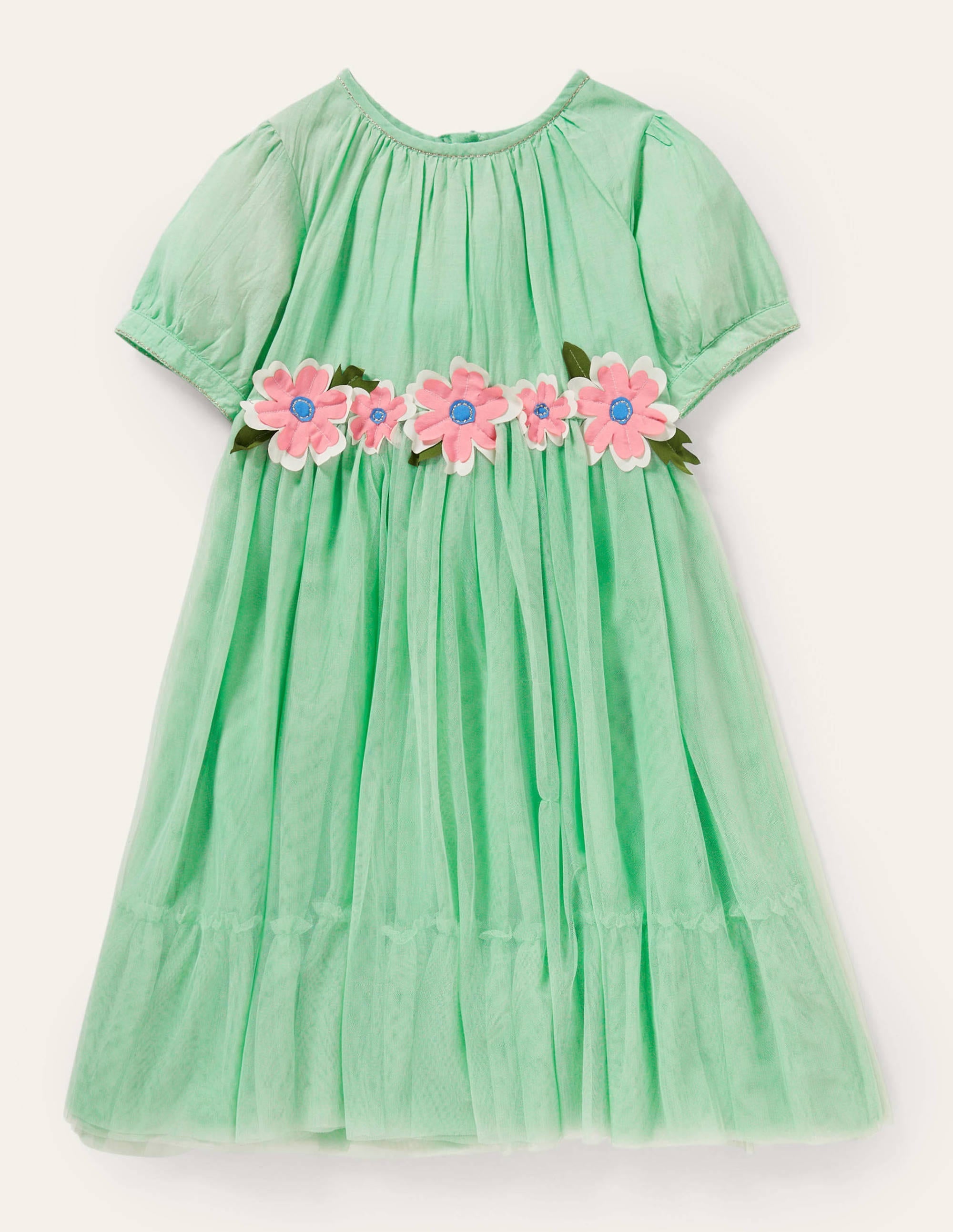 Kleid mit Blumenapplikation-Brunnengrün - Image 1