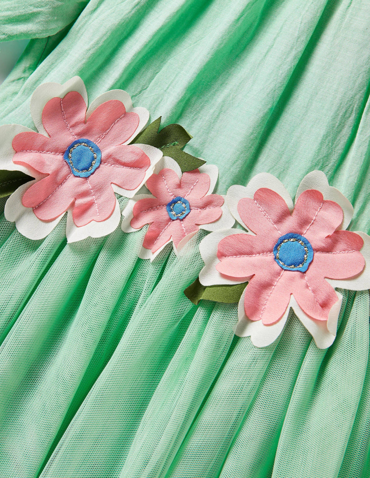 Kleid mit Blumenapplikation-Brunnengrün - Image 3