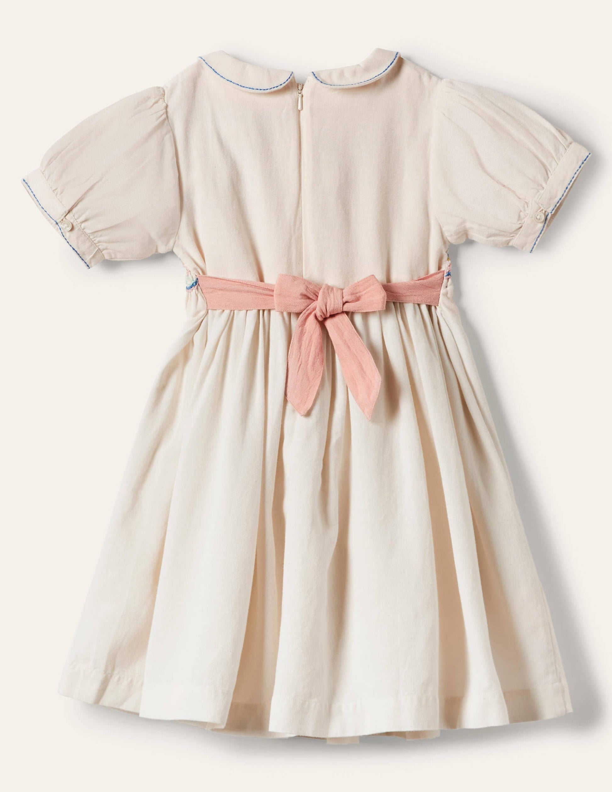 Heirloom Vintage Gesmoktes Kleid-Ivory and Navy Spot-2