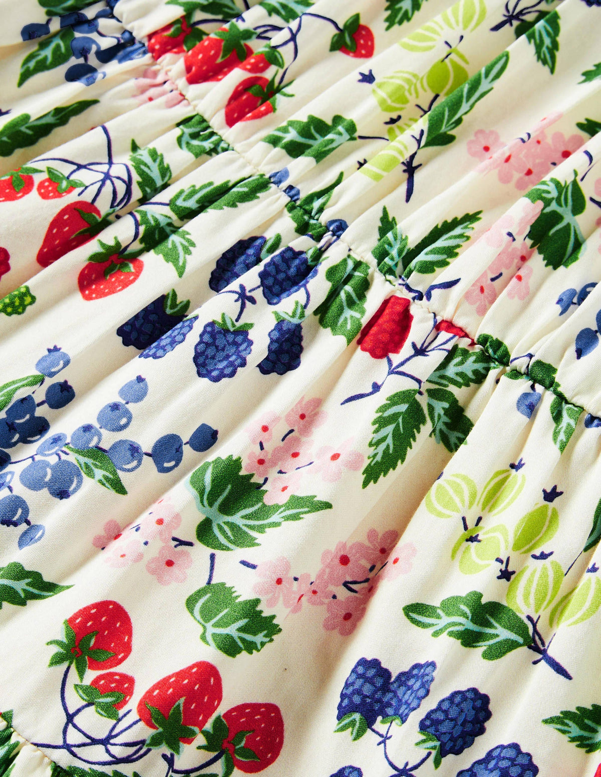 Kleid mit Blumenmuster und Puffärmeln-Vanille, Botanisches Früchtemuster-3