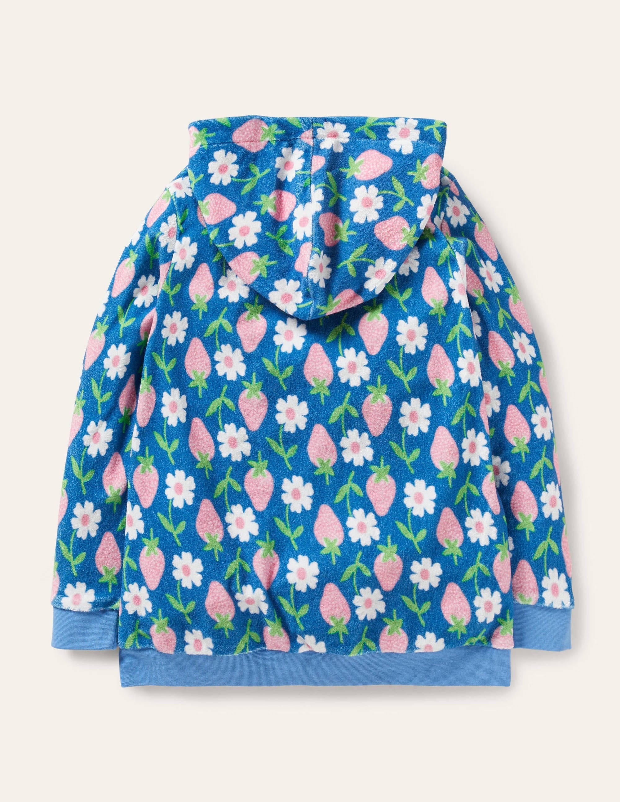 Frottee-Kapuzenjacke-Strahlendes Marineblau, Erdbeeren - Image 2