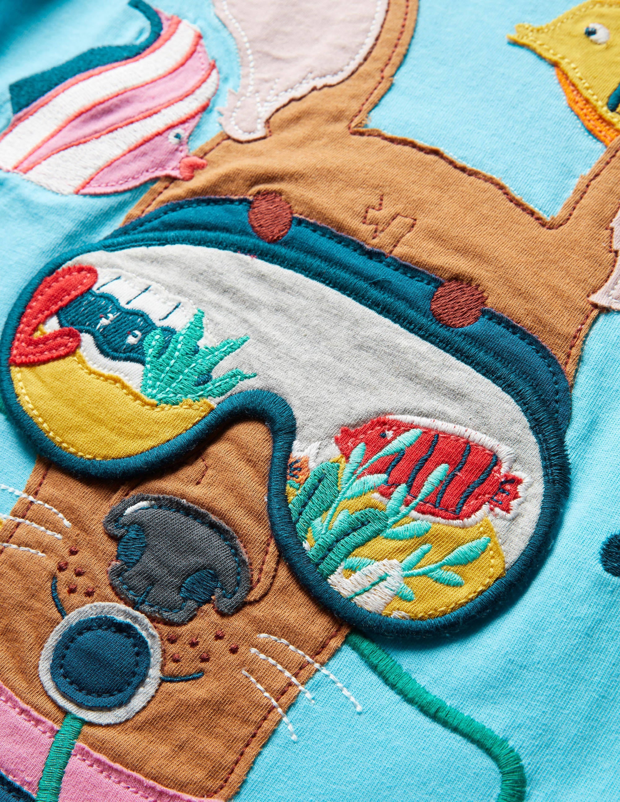 T-Shirt mit Aufklappmotiv-Wasserblau, Hund - Image 3