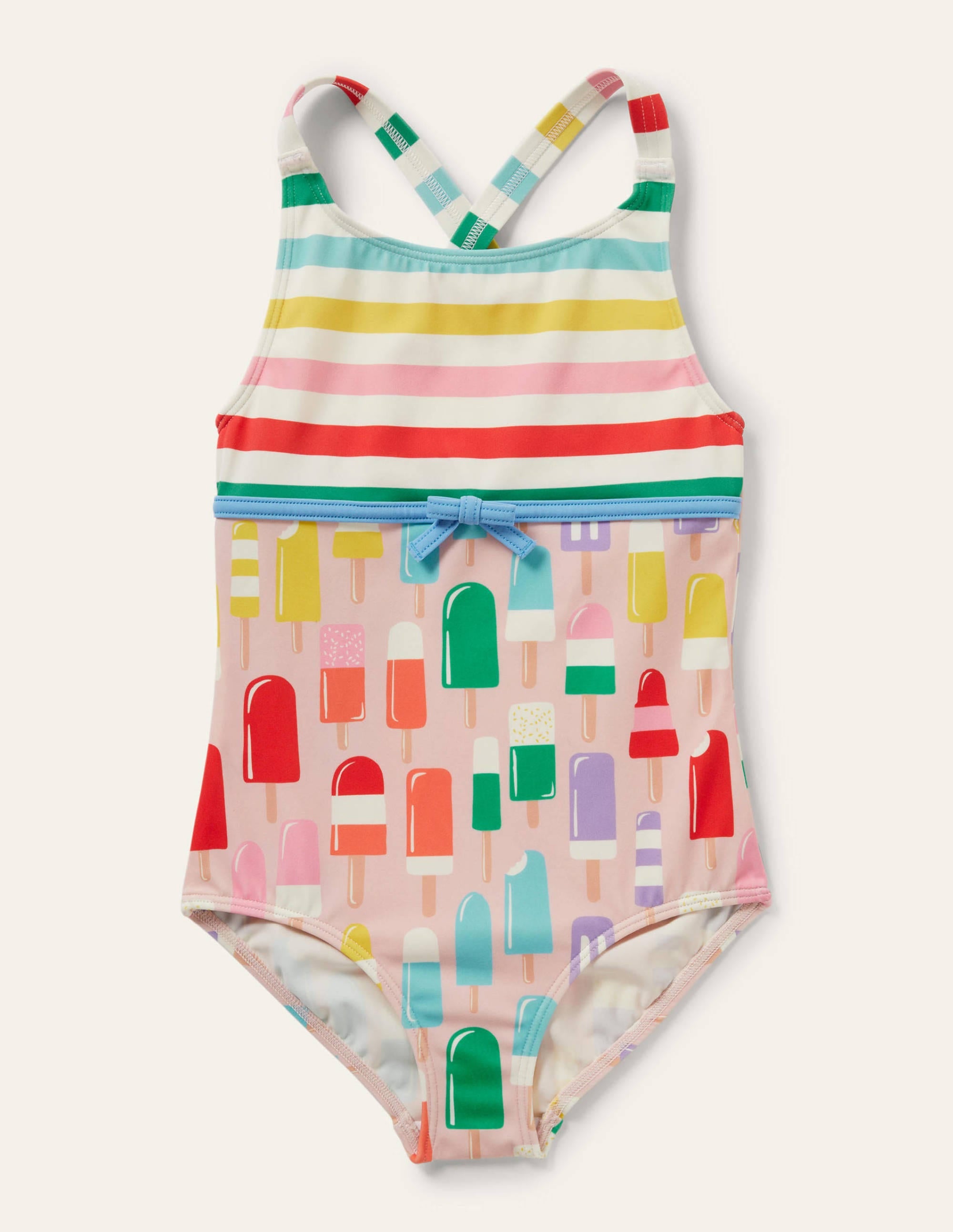 Maillot de bain croisé dans le dos à motif pêle-mêle-Glace à l'eau arc-en-ciel multi - Image 1