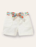 Twill Cargo Shorts-White