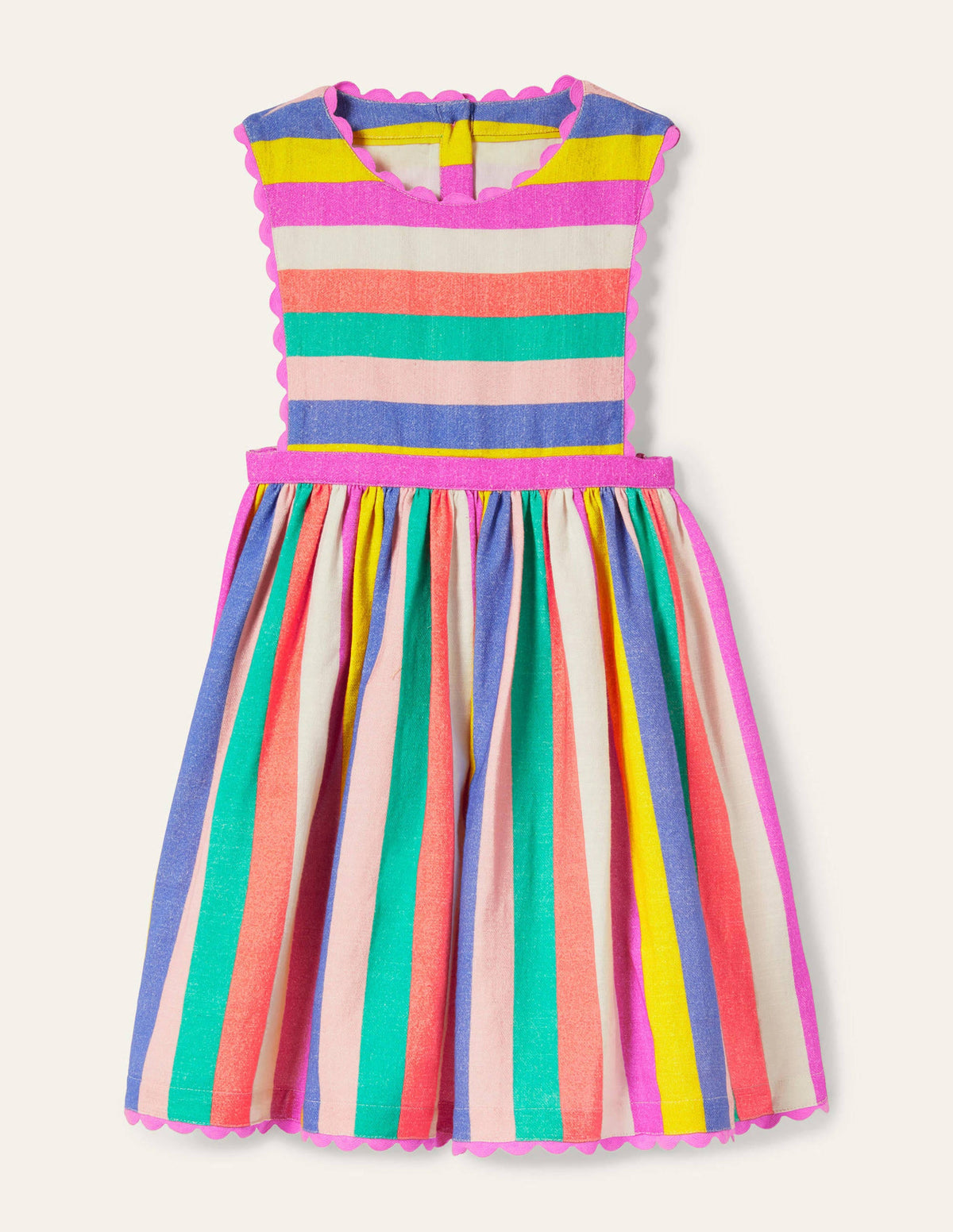 Gewebtes Schürzenkleid-Bunt, Gestreift-1