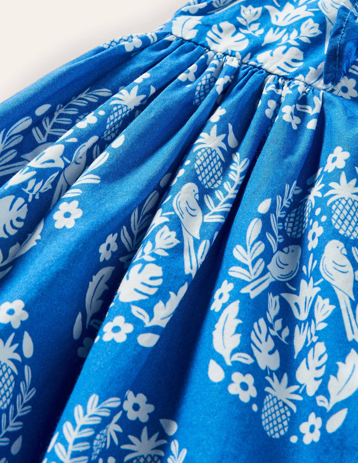 Gemustertes Kleid mit Rüschenärmeln-Helles Marineblau, Holzschnittmuster - Image 3