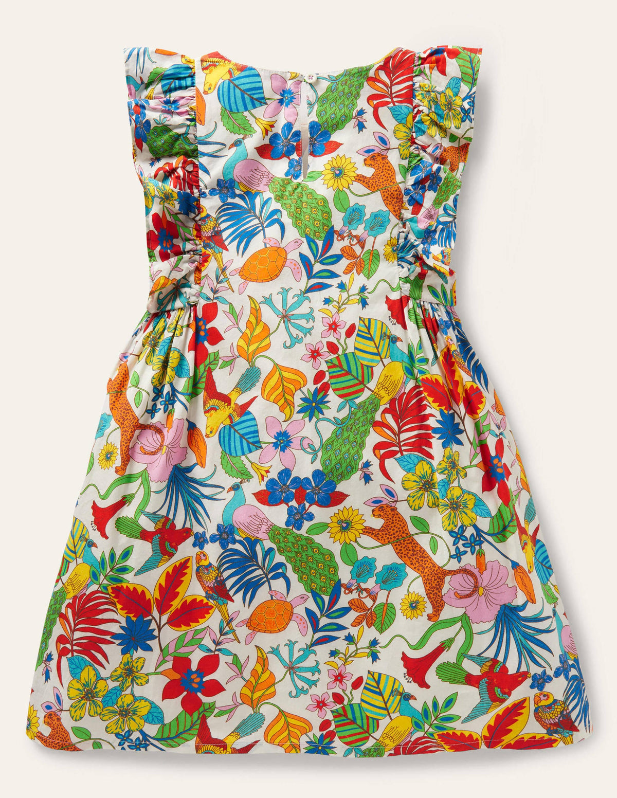 Robe imprimée à manches volantées-Jungle multi Mini-moi-2