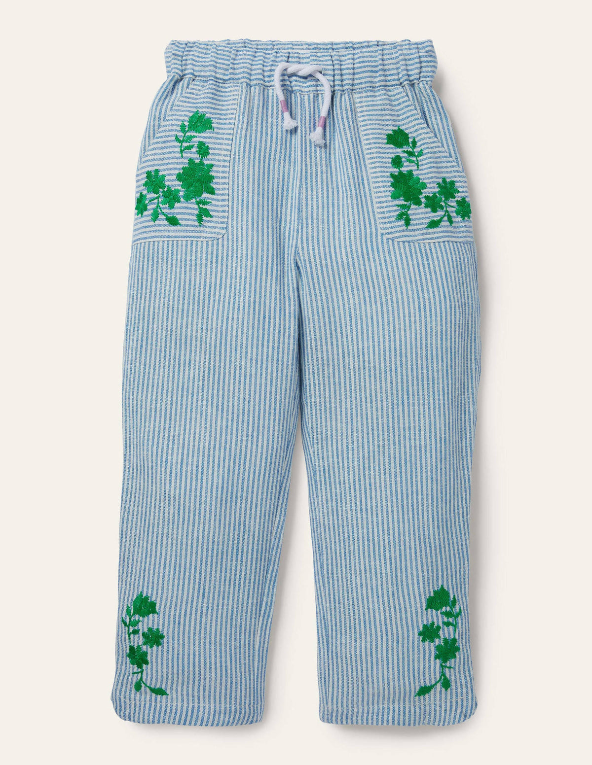 Lockere Webhose-Naturweiß/Küstenblau, Feine Streifen - Image 1