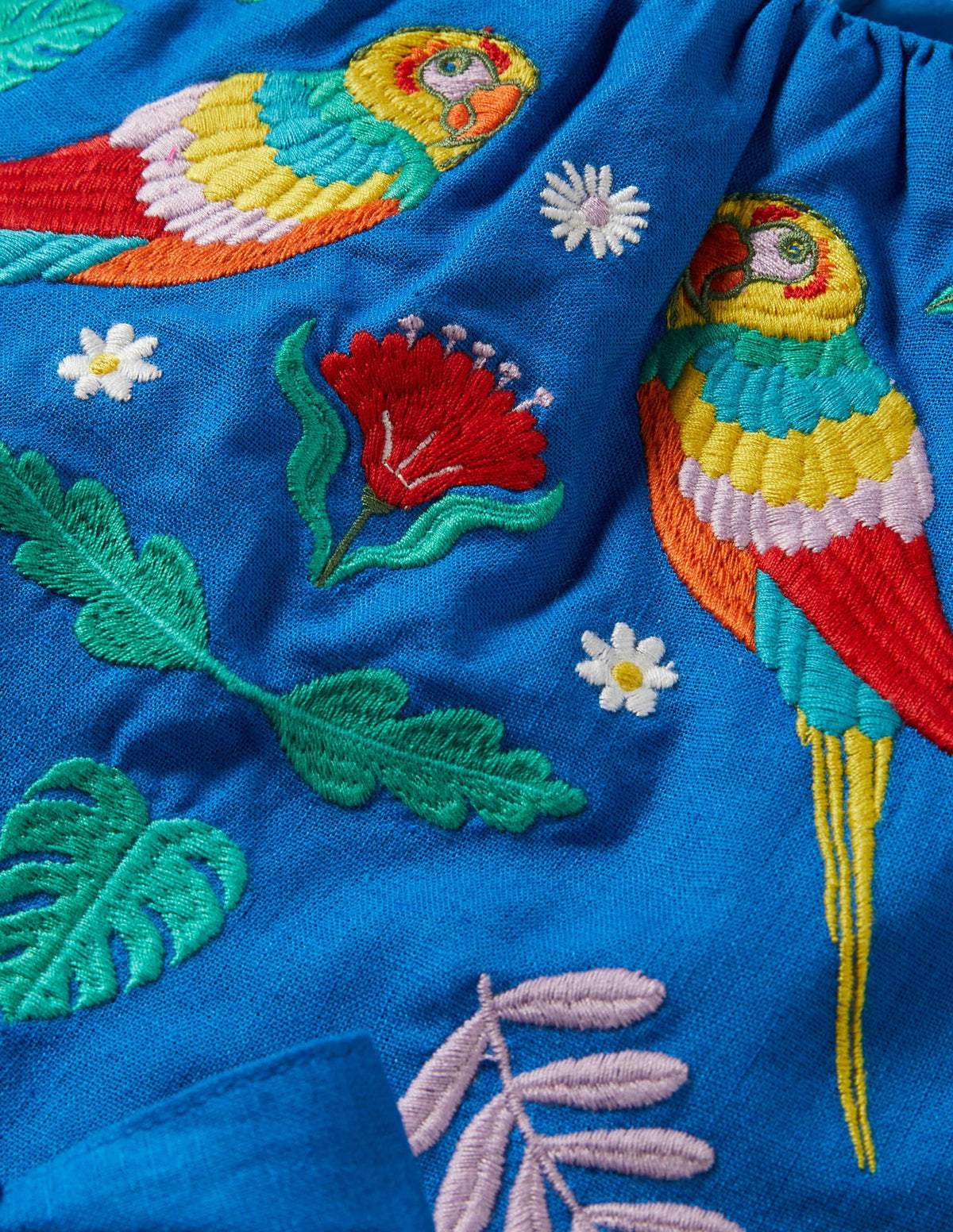 Robe vintage à motif jungle-Brodé bleu marina - Image 3