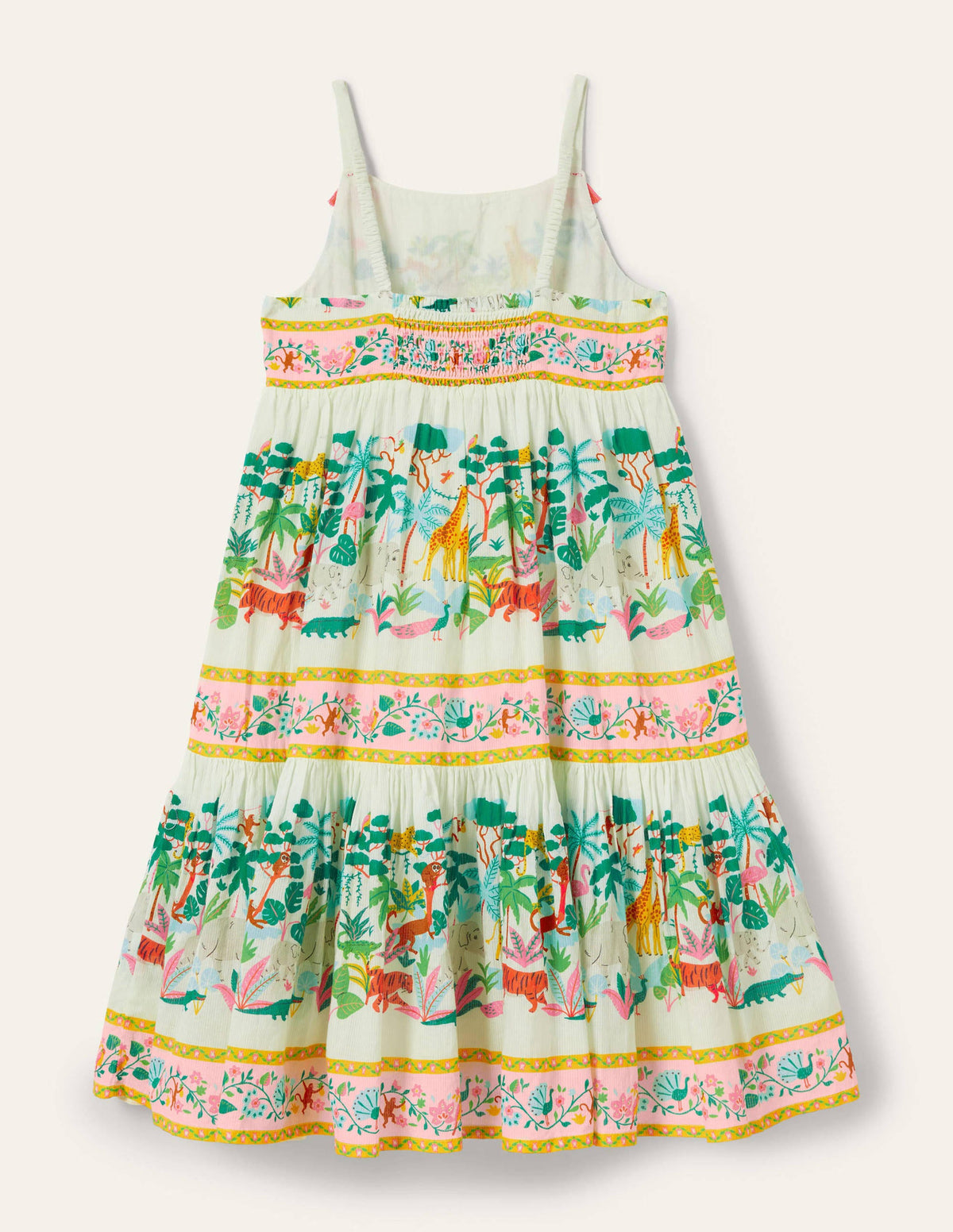 Gemustertes Stufen-Sommerkleid-Naturweiß, Dschungel-2