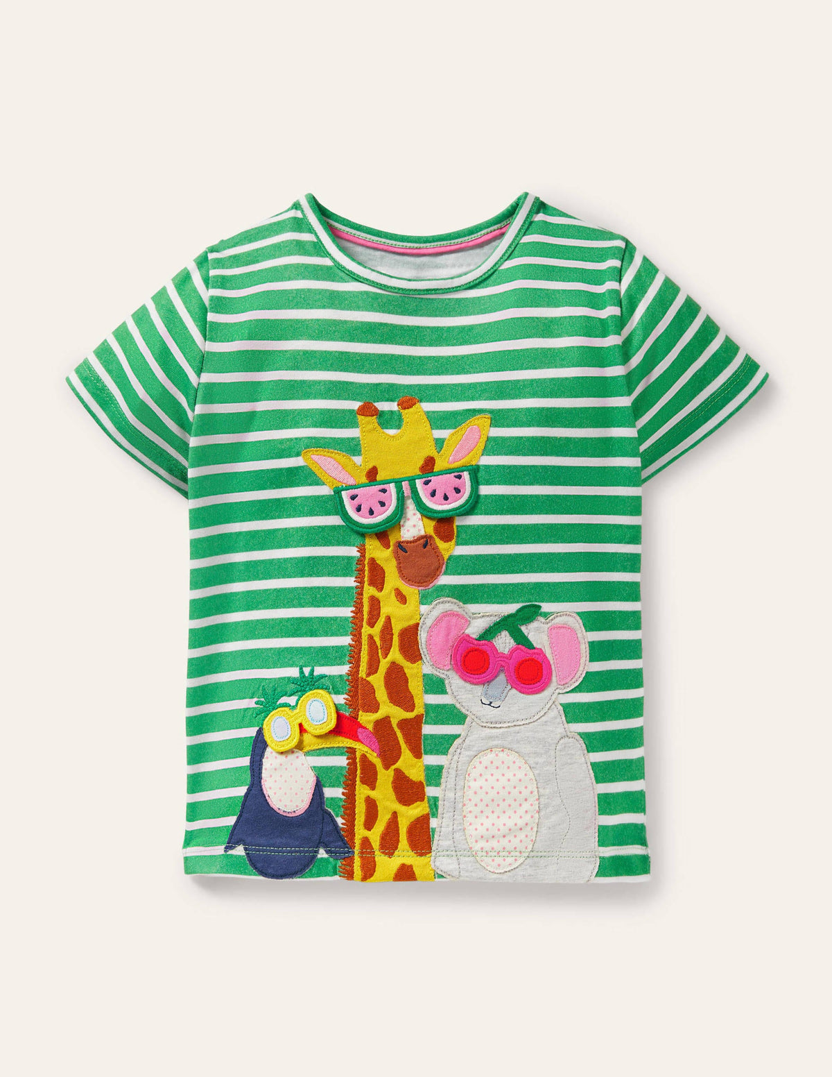 T-Shirt mit Aufklappmotiv-Tropisches Grün/Naturweiß, Giraffe-1