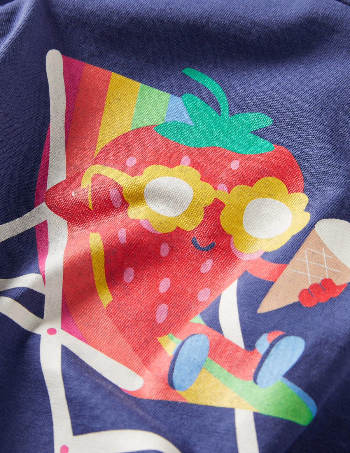 Motiv-T-Shirt mit Knotendetail-Segelblau/Erdbeere-3