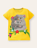 T-Shirt mit Umarmungsapplikation-Narzissengelb, Koala