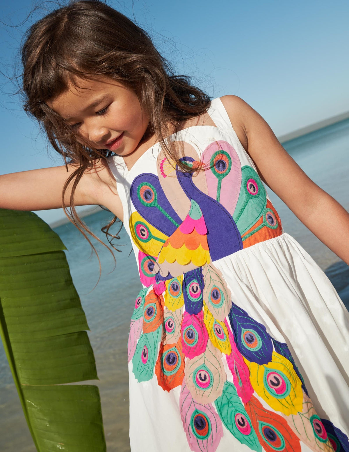 Kleid mit Pfau-Applikation-Naturweiß-4